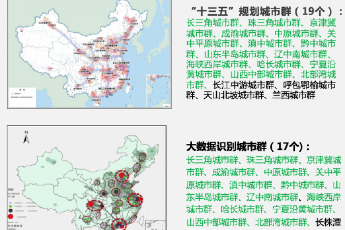 百度地圖與國務(wù)院發(fā)展研究中心大數(shù)據(jù)宏觀課題組識(shí)別城市群